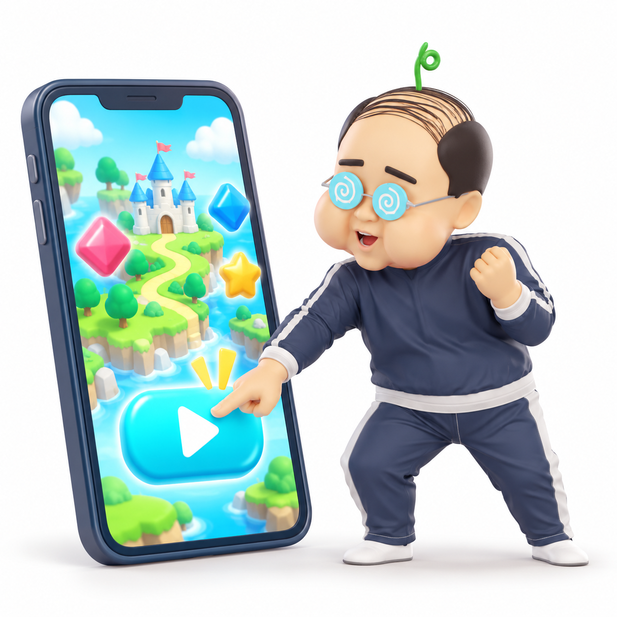 おぢさんがスマートフォンで案内からはじめる操作の説明用イメージ