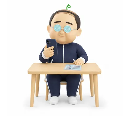 本人確認書類を手元に置いて申し込み入力を進めるおぢさん